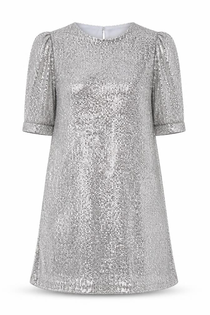 Primark Womens Silver Sequin Shift Dress Size 12 Party Wear