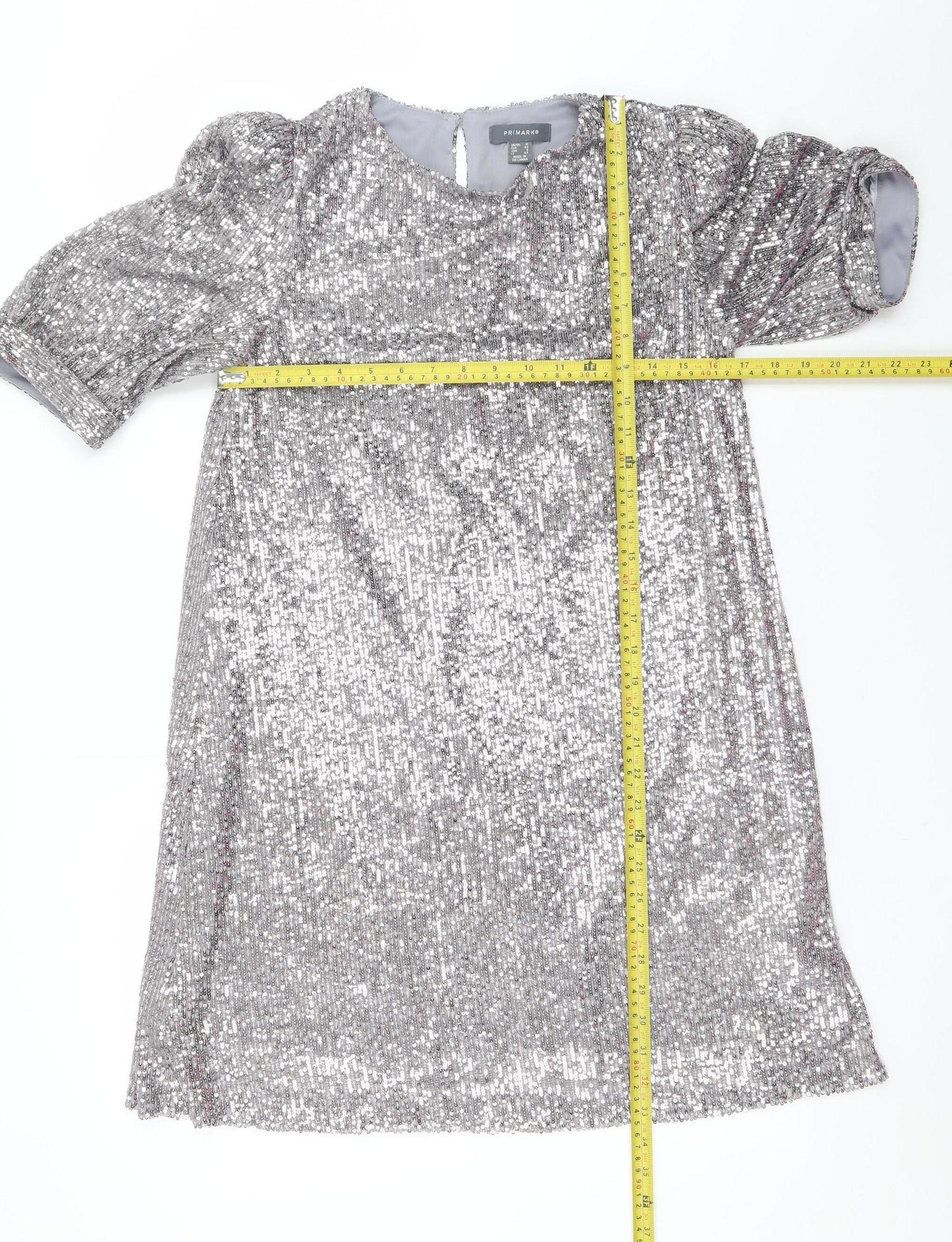 Primark Womens Silver Sequin Shift Dress Size 12 Party Wear