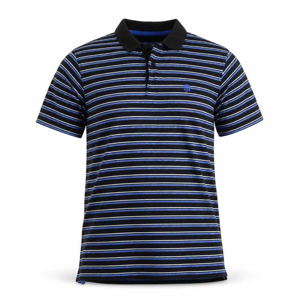 Backswing Men’s Black Striped Cotton Polo Shirt Size S