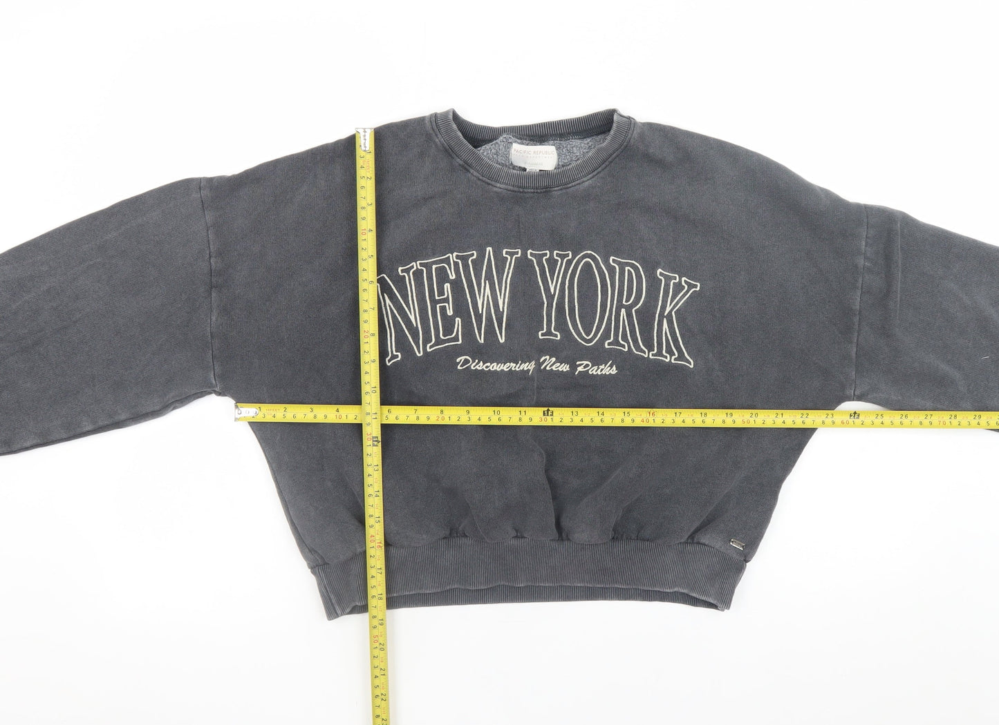 Pull&Bear Pacific Republic Teens Grey New York Pullover Sweatshirt M