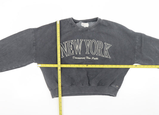 Pull&Bear Pacific Republic Teens Grey New York Pullover Sweatshirt M