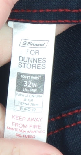 St Bernard for Dunnes Stores Men's Blue Chino Trousers 32W 30L Stretch Cotton