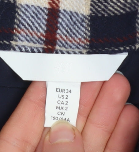 H&M Womens Multicoloured Plaid Pleated Short Skirt Size 6