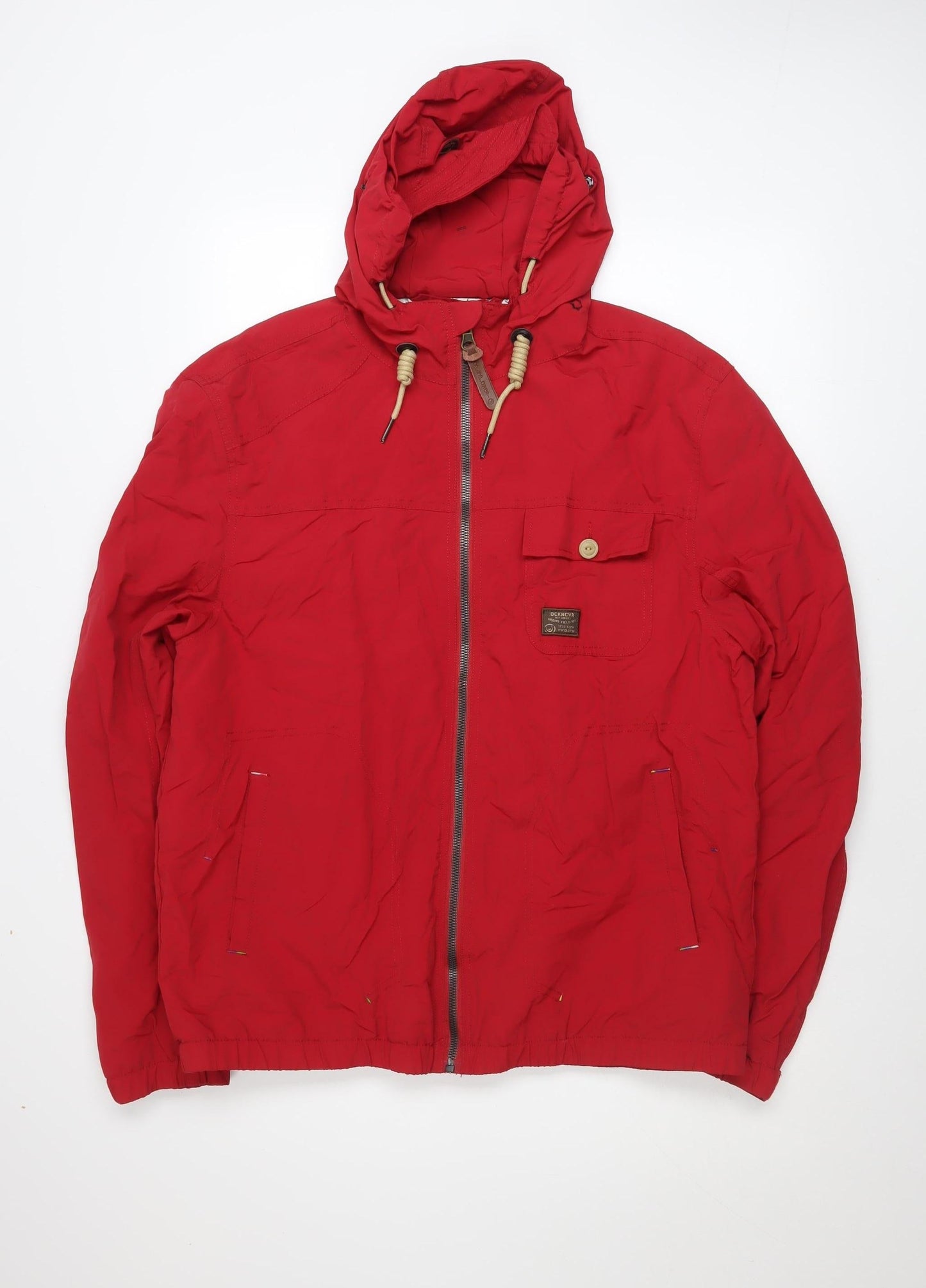 Duck and Cover Men's Red Hooded Windbreaker Jacket L
