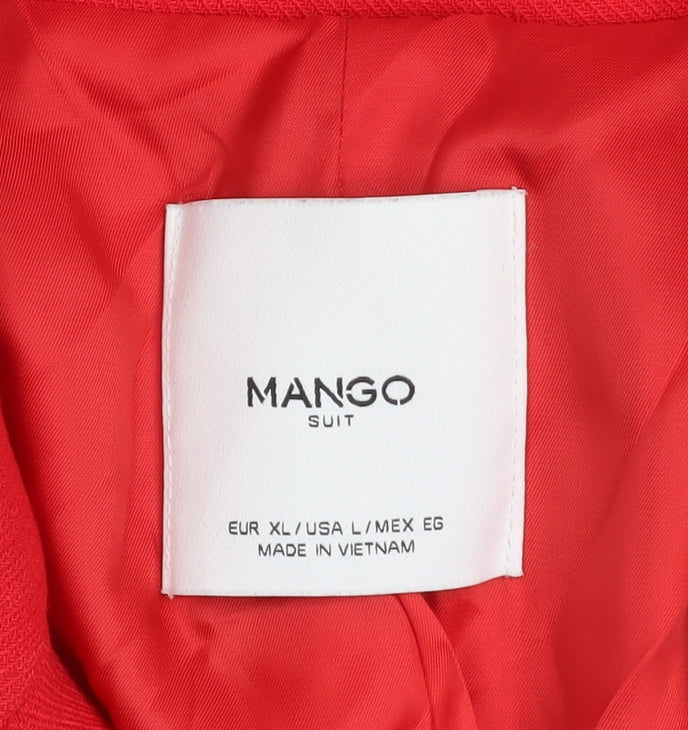 Mango Women’s Red Pea Coat Size 16 Double-Breasted Classic Mid-Length