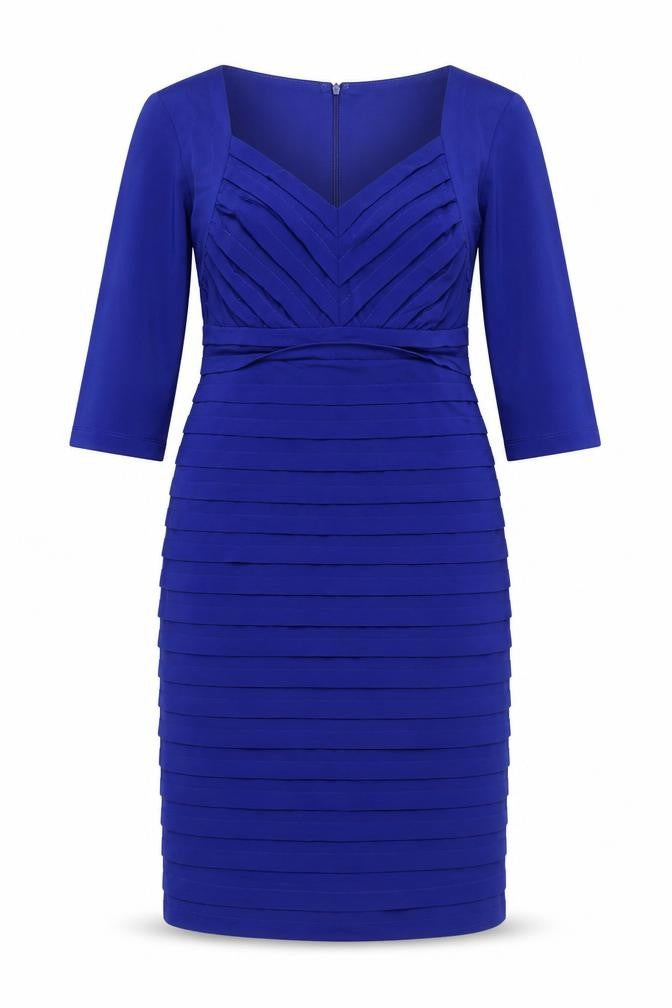 London Times Women Blue Knee Length Sheath Dress Size 10