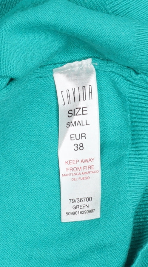 Savida Women’s Green Crew Neck Puff Sleeve Pullover Jumper Size 10