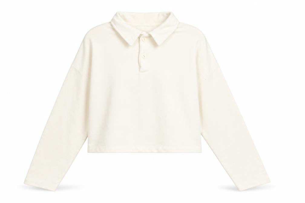Pull & Bear Women's Ivory Henley Sweatshirt Medium Cotton Blend