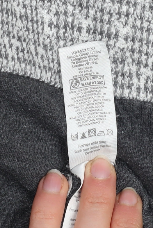 Topman Mens Grey Geometric Crew Neck Sweatshirt Size M