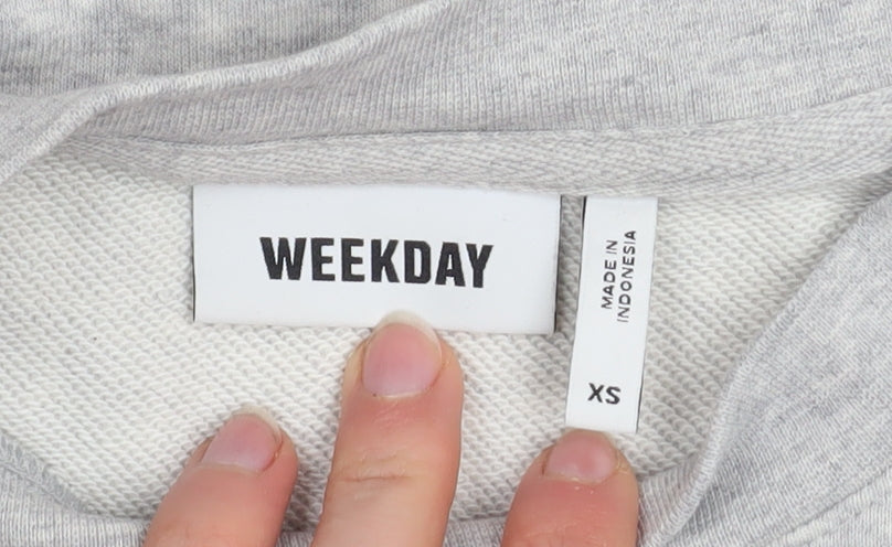 Weekday Women Grey XS Pullover Sweatshirt Cotton Blend Casual