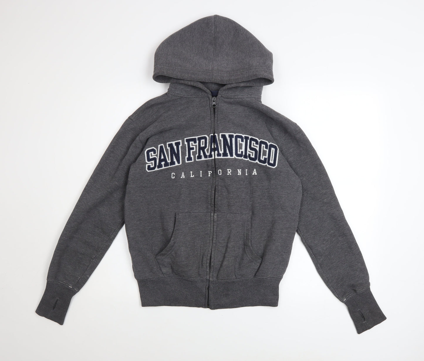 Ocean Beach Mens Grey Full Zip Hoodie Size S San Francisco Graphic