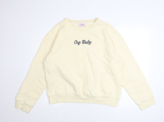Cry Baby Women's Beige Pullover Sweatshirt Size M Cotton Blend