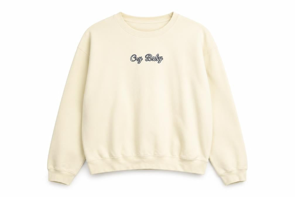 Cry Baby Women's Beige Pullover Sweatshirt Size M Cotton Blend