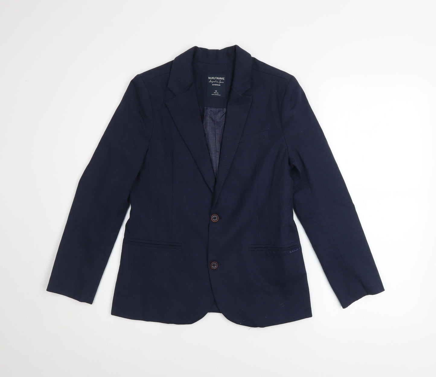 Nukutavake Teens Blue Cotton Blazer Jacket Size 12 Regular