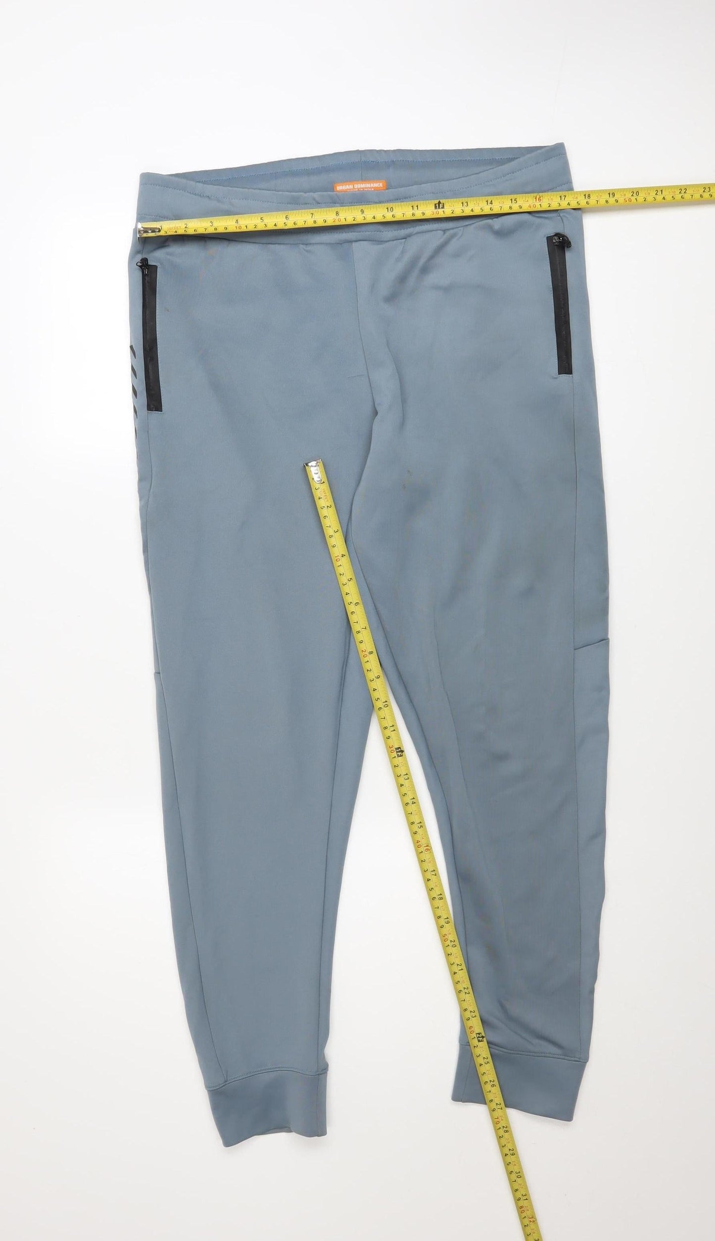 Urban Dominance Men's Blue Stretch Joggers L Slim Fit Activewear Trousers