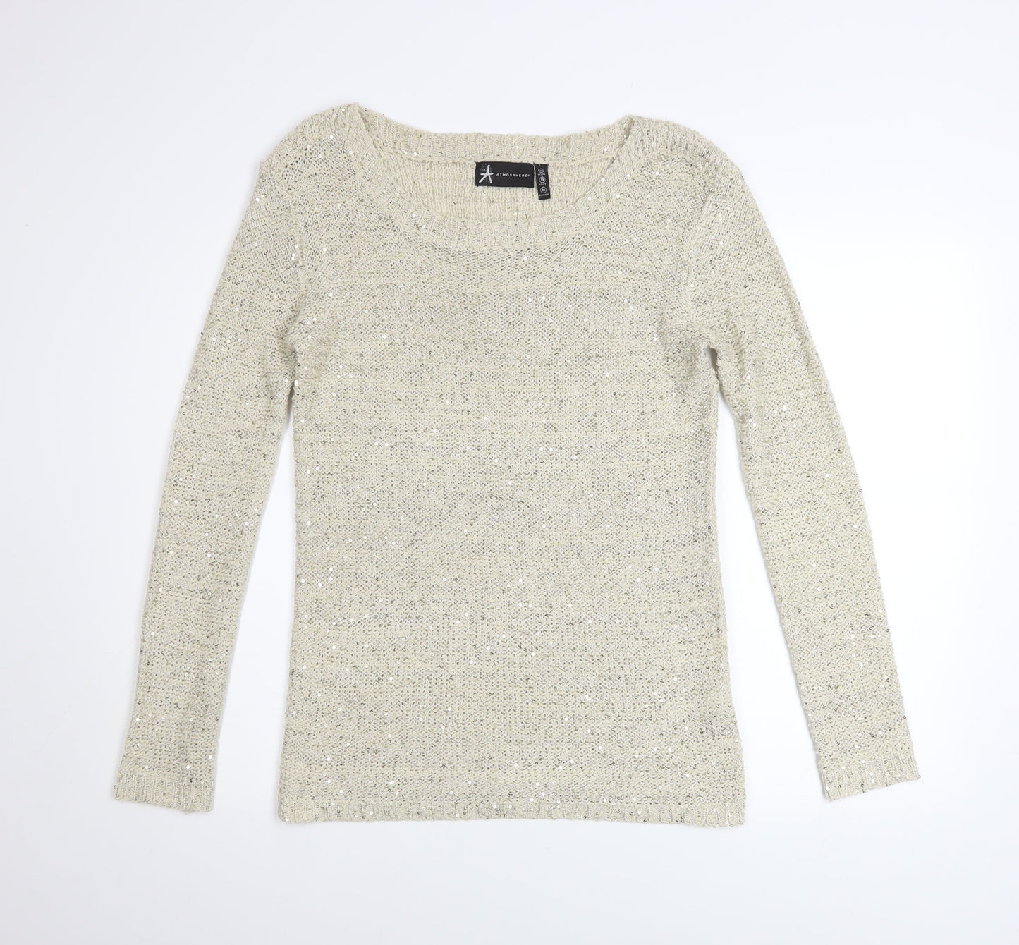 Atmosphere Women's Beige Sequin Knit Jumper Size 10