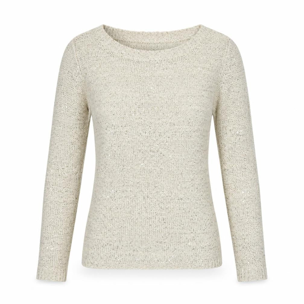 Front view of Atmosphere Women's Beige Sequin Knit Jumper, size 10
