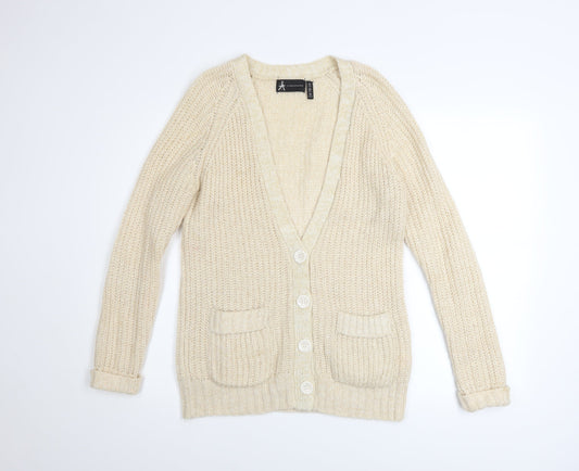 Atmosphere Women Beige Knit Button Cardigan Size 12 Wool Blend