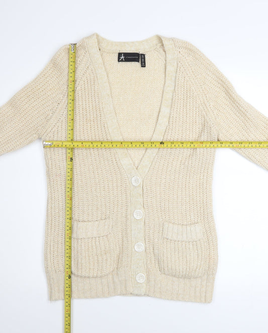 Atmosphere Women Beige Knit Button Cardigan Size 12 Wool Blend