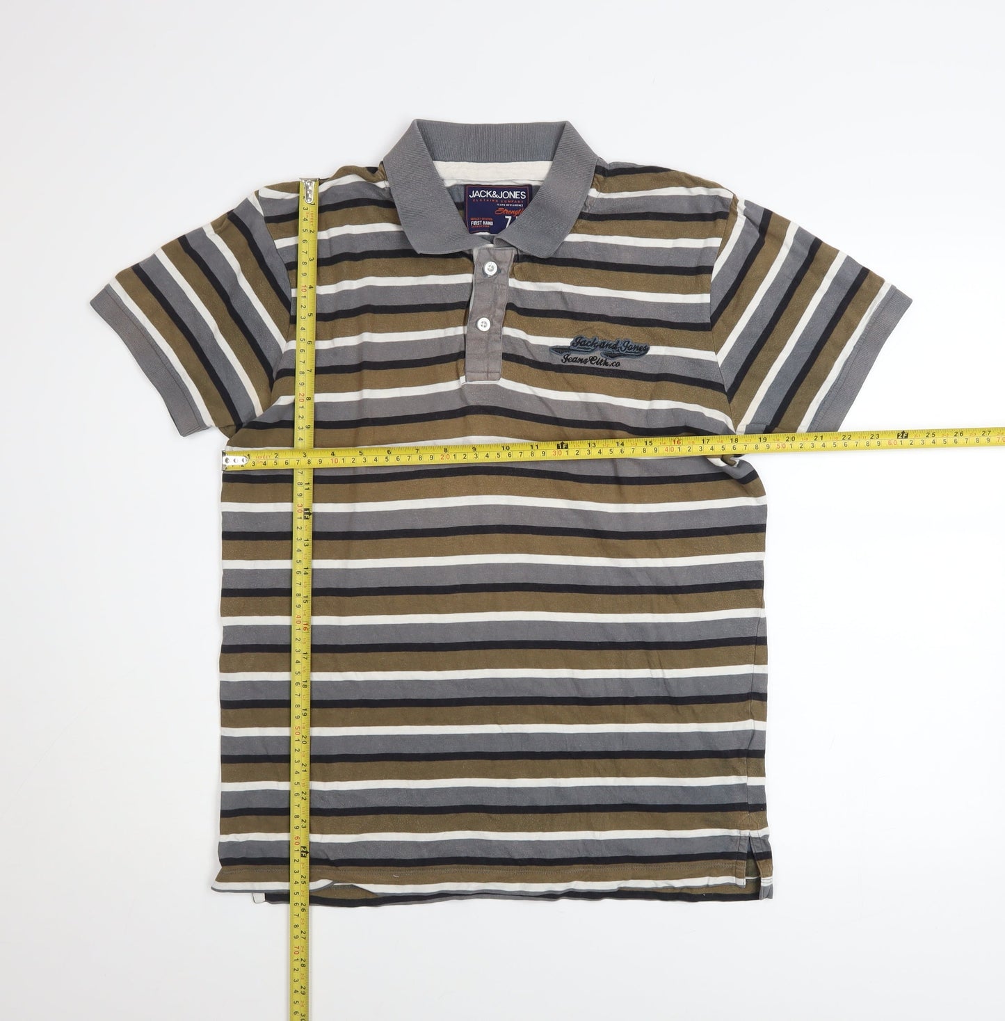 Jack & Jones Men's Multicoloured Striped Polo Shirt Size L
