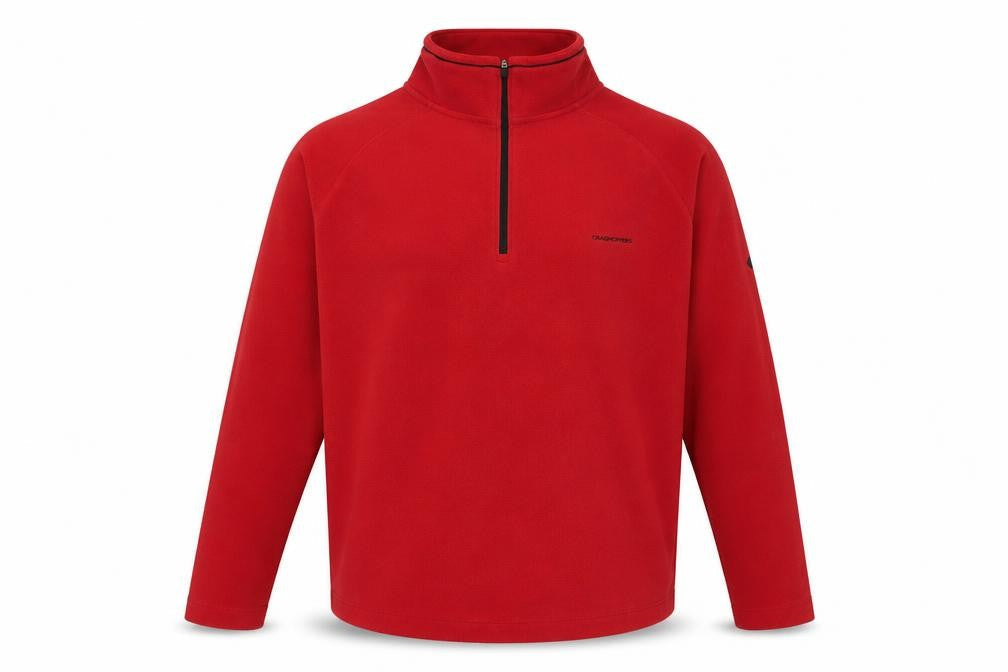 Craghoppers Men's Red Fleece 1/4 Zip Pullover Sweatshirt Size L