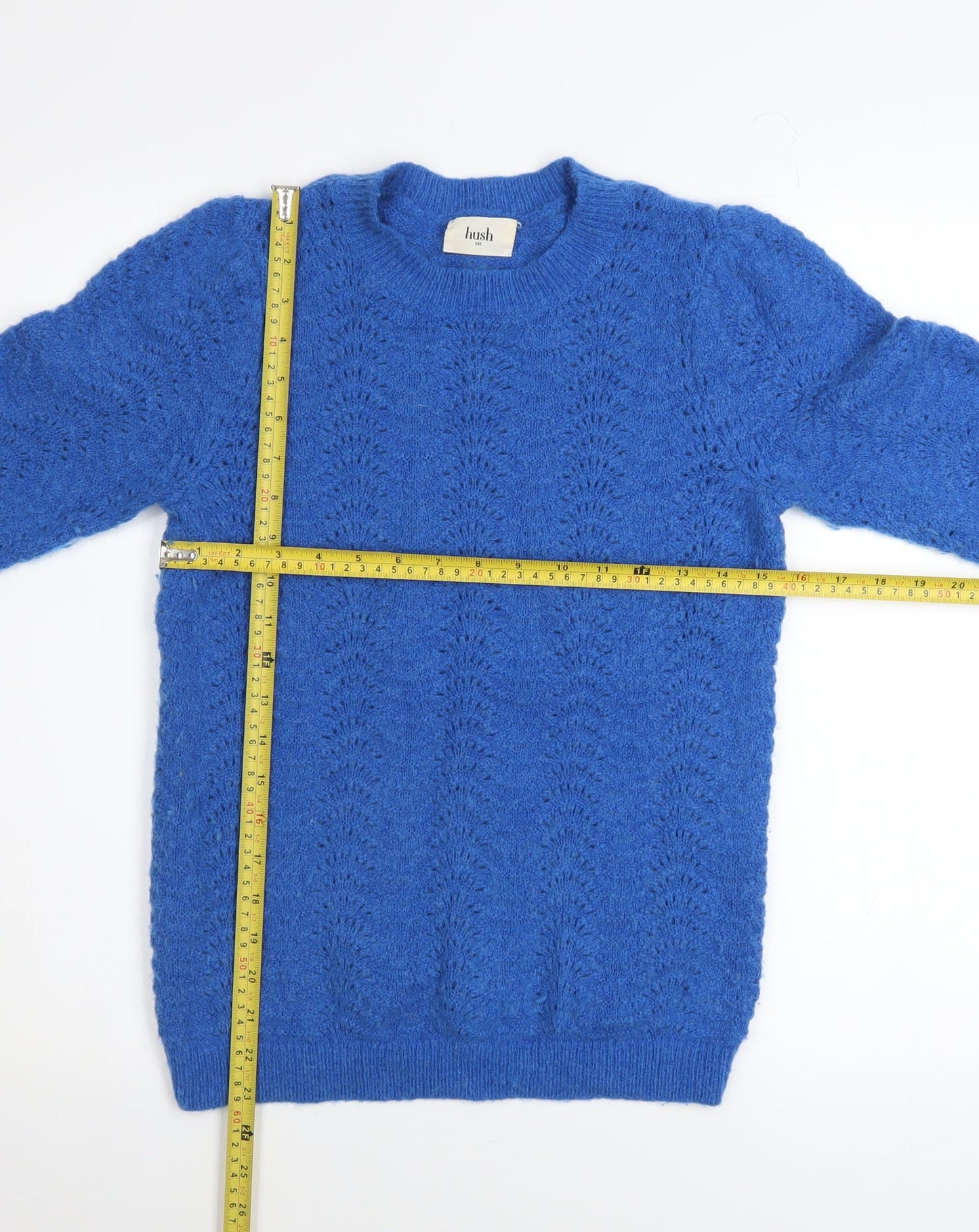 Hush Womens Blue XXS Crew Neck Long Sleeve Knit Jumper