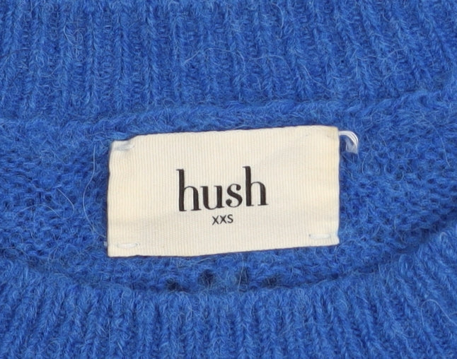 Hush Womens Blue XXS Crew Neck Long Sleeve Knit Jumper