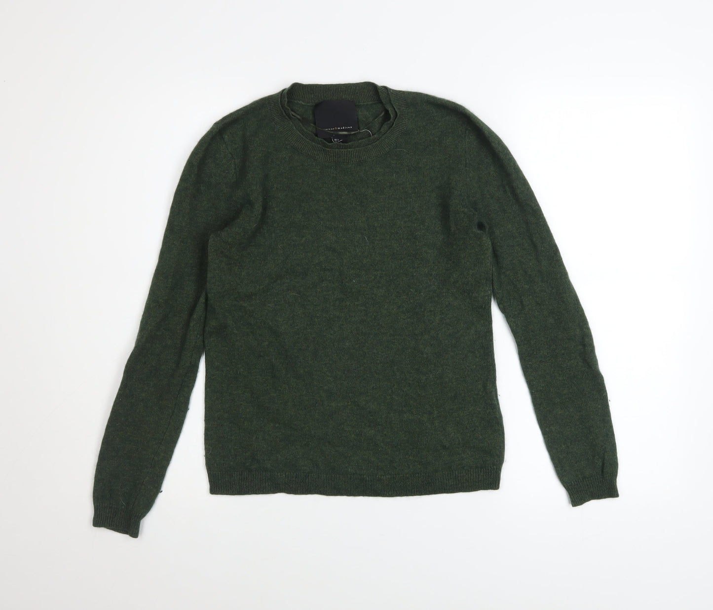 Mercer & Madison Men's Green Cashmere Crew Neck Jumper Size S