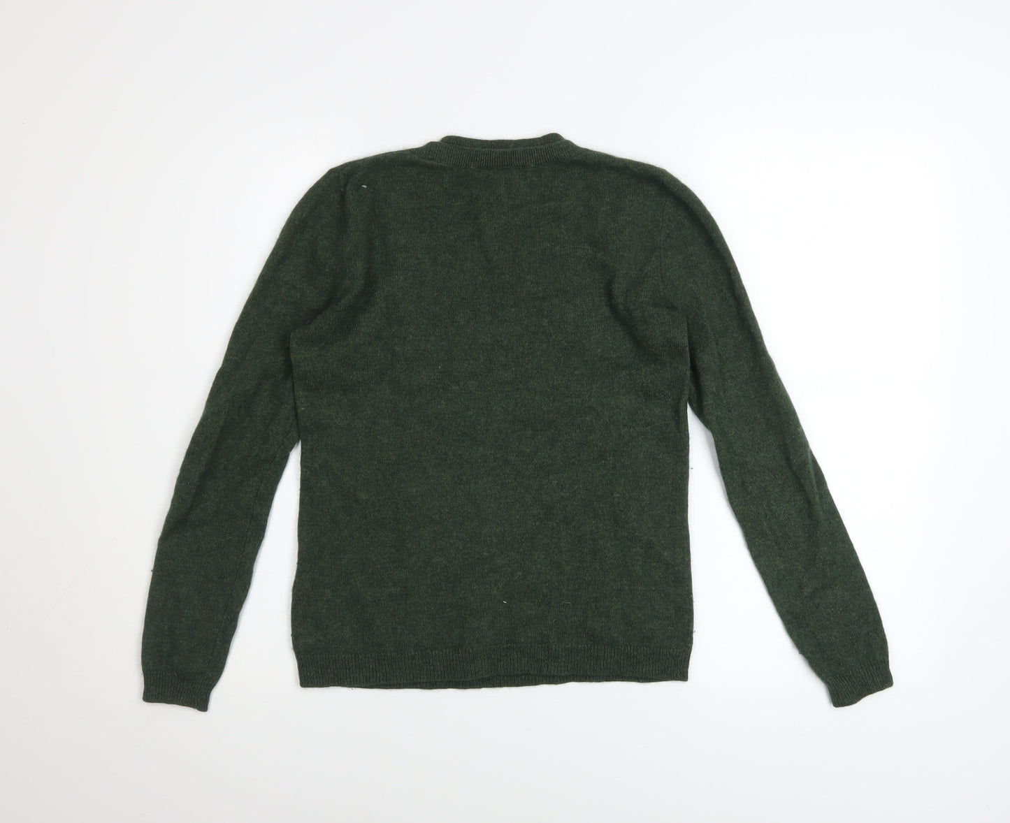 Mercer & Madison Men's Green Cashmere Crew Neck Jumper Size S