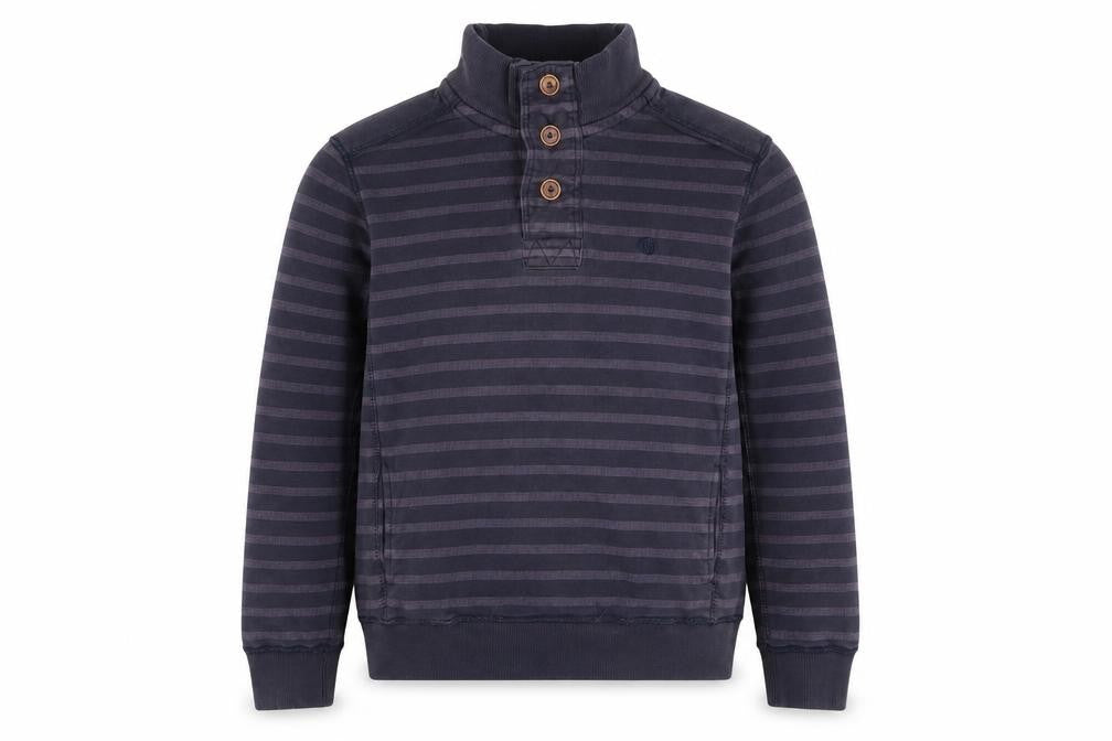 FatFace Men's Blue Striped Henley Sweatshirt Size M