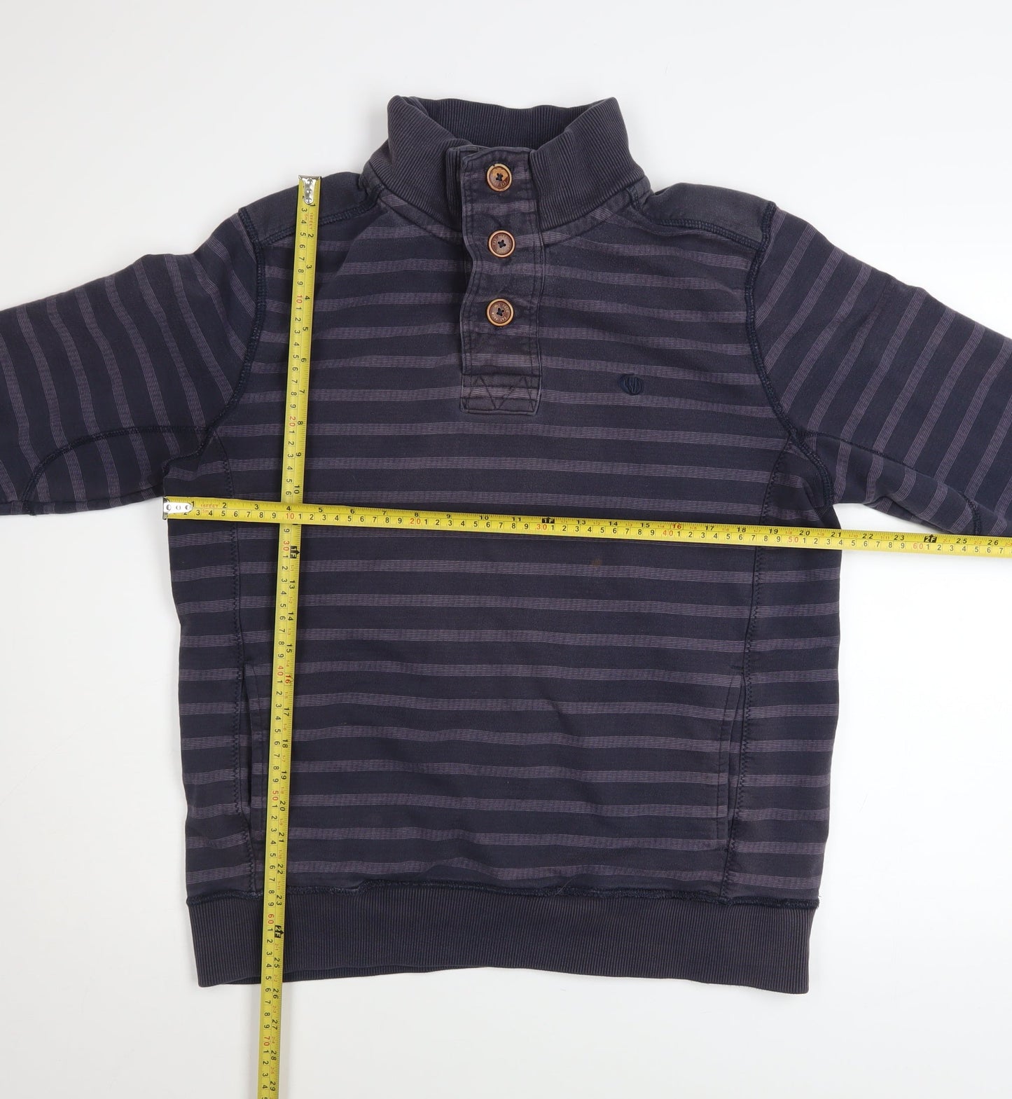 Fat Face Men's Blue Striped Henley Sweatshirt Size M