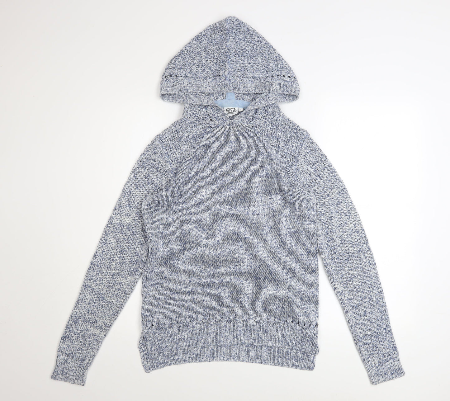 Animal Women Blue Knit Hooded Pullover Jumper Size 8