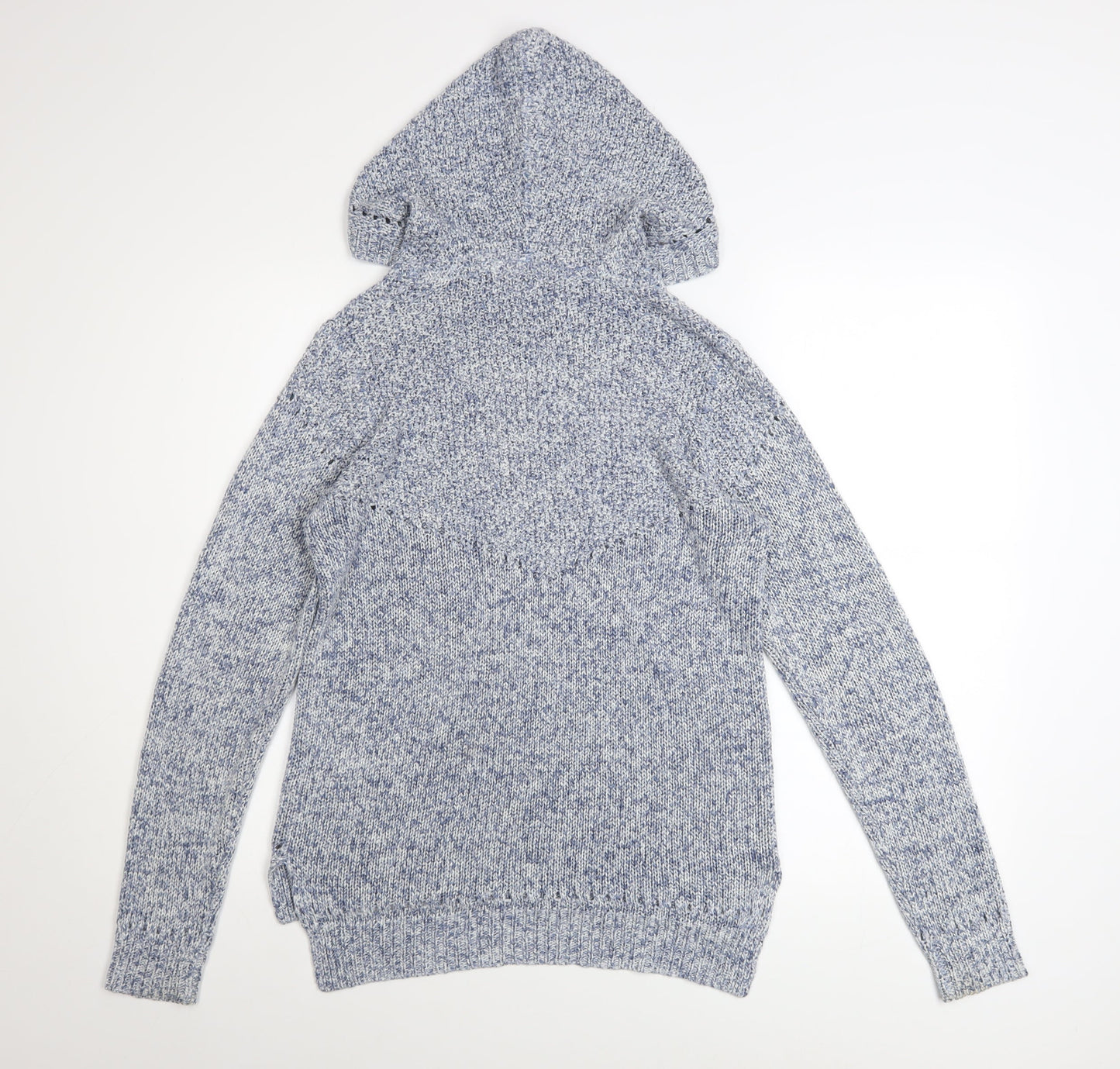 Animal Women Blue Knit Hooded Pullover Jumper Size 8