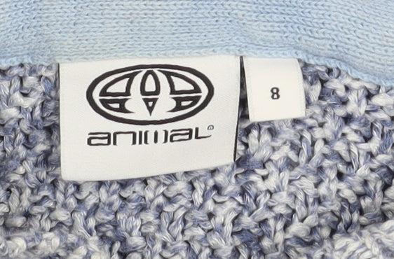 Animal Women Blue Knit Hooded Pullover Jumper Size 8