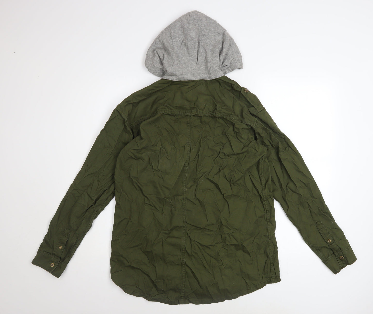 H&M Divided Women’s Green Cotton Military Hooded Jacket Size 10