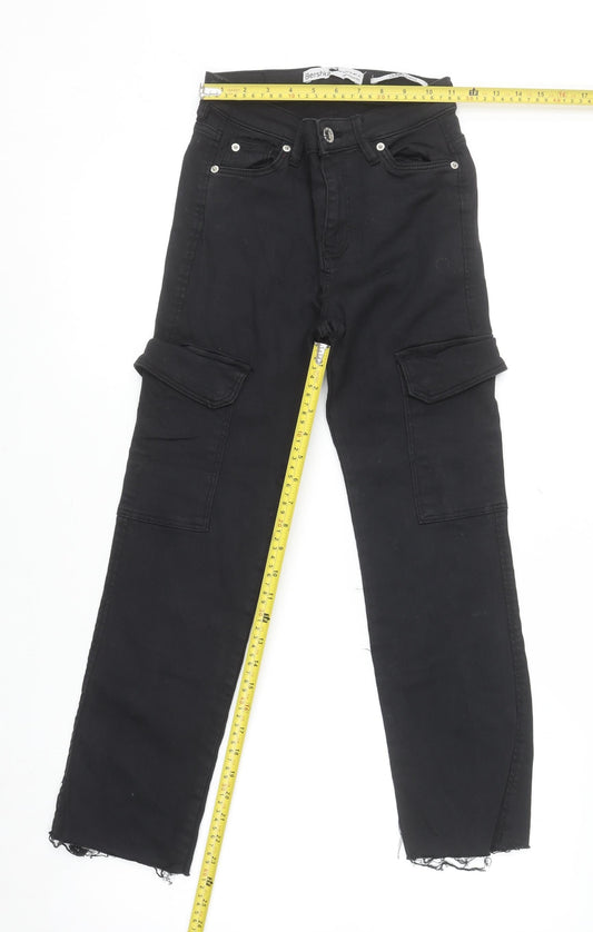 Bershka Womens Black Slim Cargo Jeans Size 4