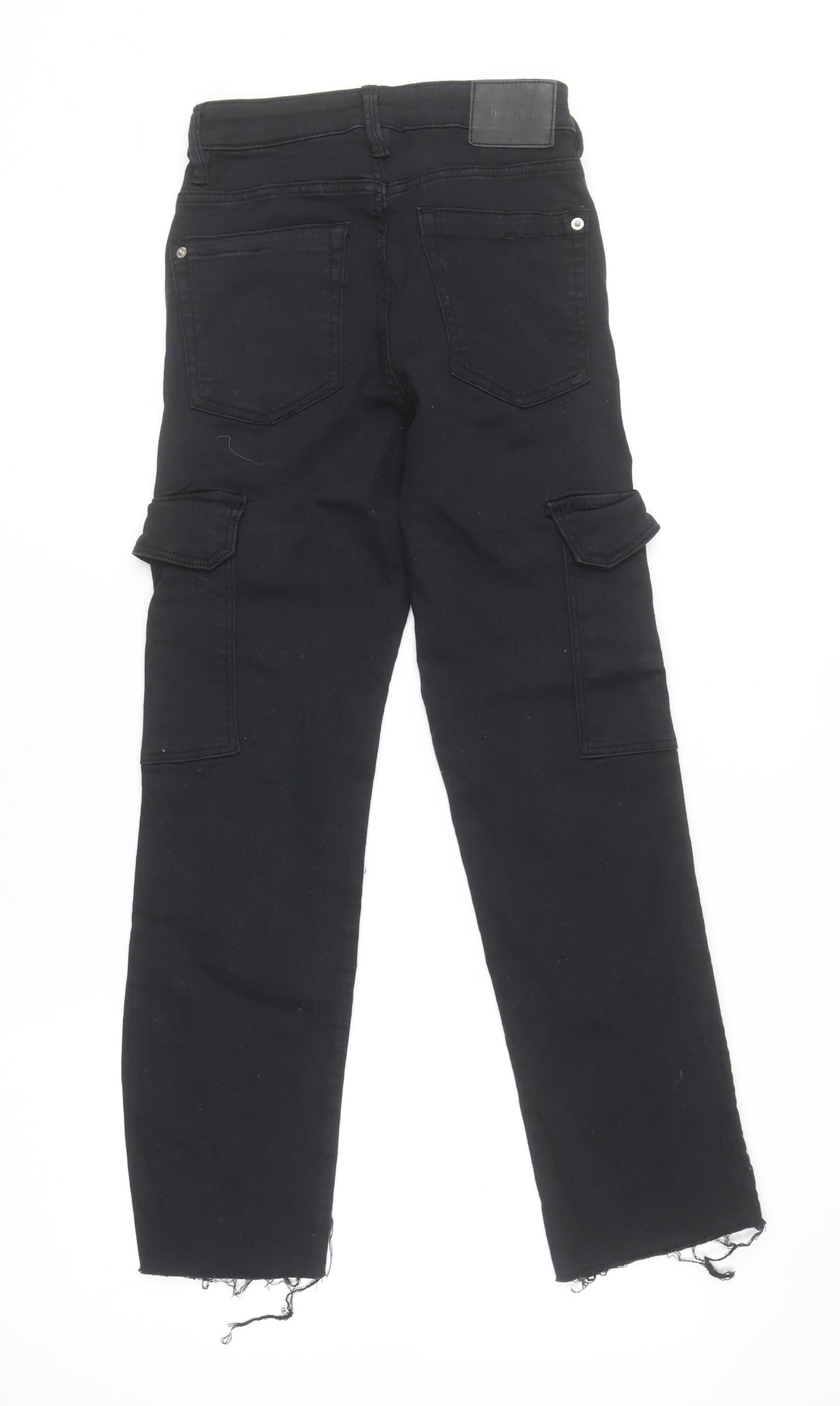Bershka Womens Black Slim Cargo Jeans Size 4