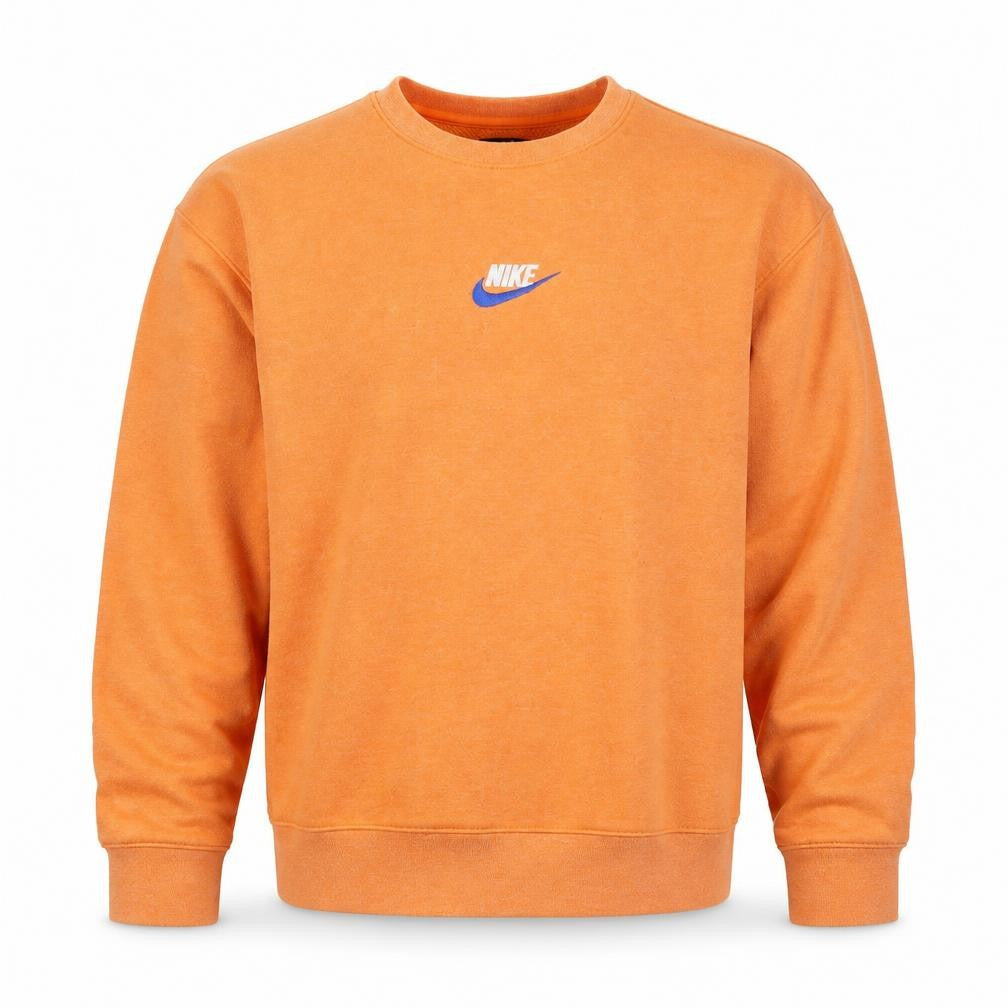 Nike Men's Orange Pullover Sweatshirt M Crew Neck Logo Sportswear