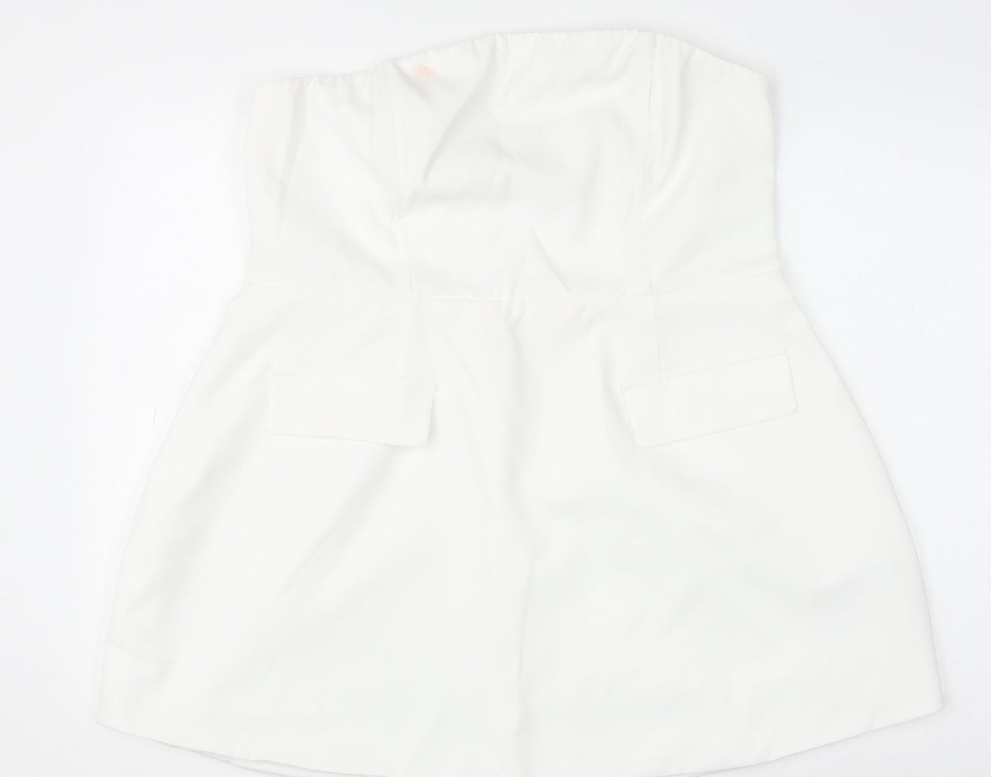 Boohoo Women White Size 18 Strapless Bodycon Mini Dress