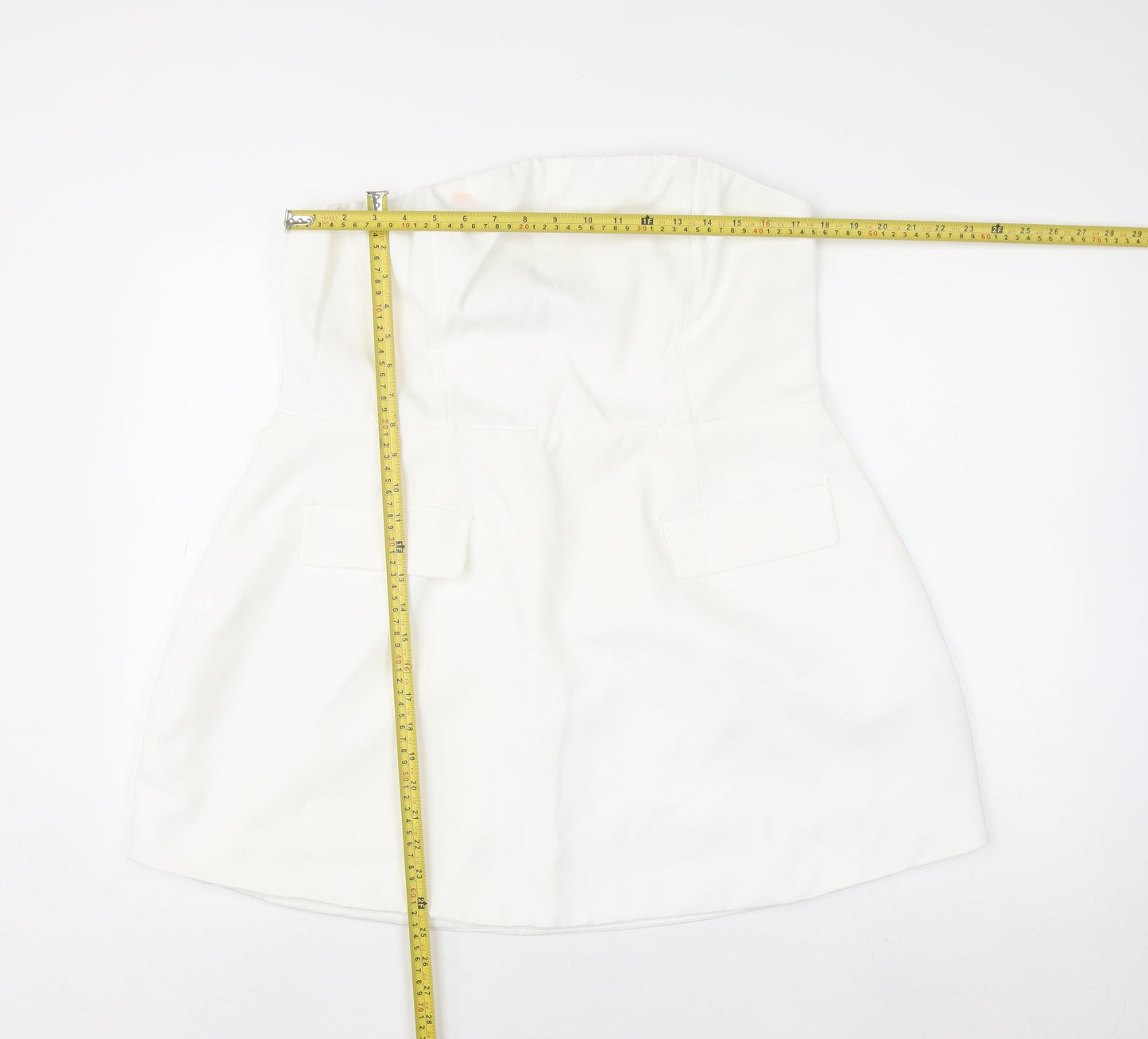 Boohoo Women White Size 18 Strapless Bodycon Mini Dress