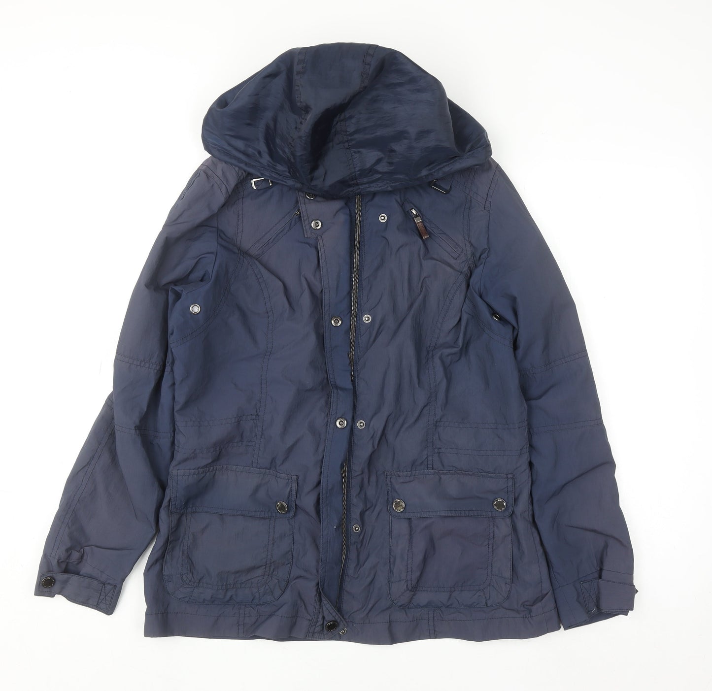 Valino Women's Blue Hooded Parka Jacket Size 12 Regular Fit