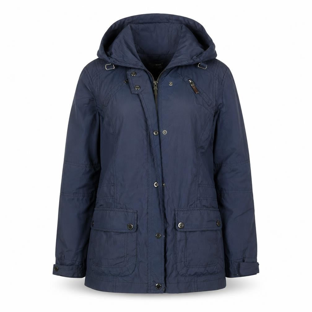 Valino Women's Blue Hooded Parka Jacket Size 12 Regular Fit