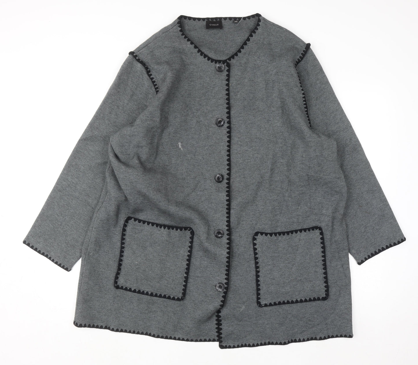 Cyrus Womens Grey 2XL Button Knit Cardigan With Pockets