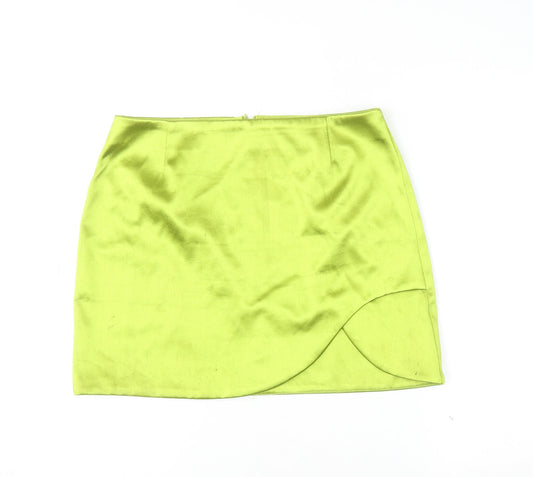 River Island Womens Green Short Wrap Satin Skirt Size 12