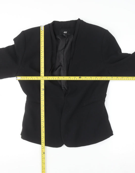 H&M Women Black Size 14 Slim Fit Single-Breasted Blazer