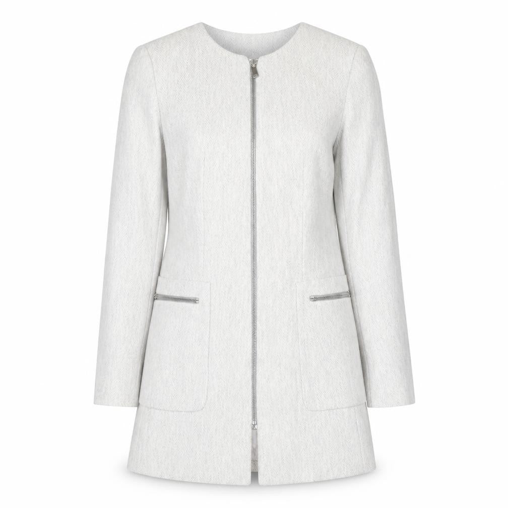 Zara Basic Women’s Grey Mid-Length Zip Coat Size S