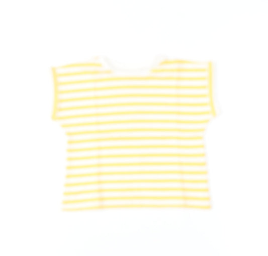 Zara Girls Yellow White Striped Short Sleeve T-Shirt 2XS Cotton