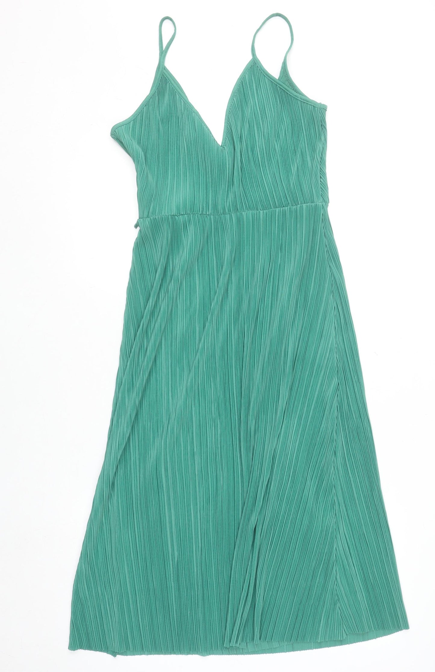 H&M Women’s Green Pleated Wrap Midi Dress Size S