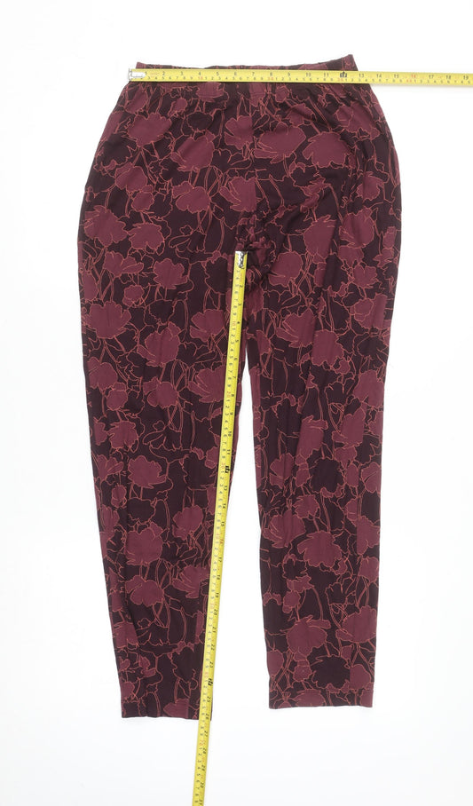 Calida Womens Burgundy Floral Lounge Pants S - Cotton Blend Nightwear