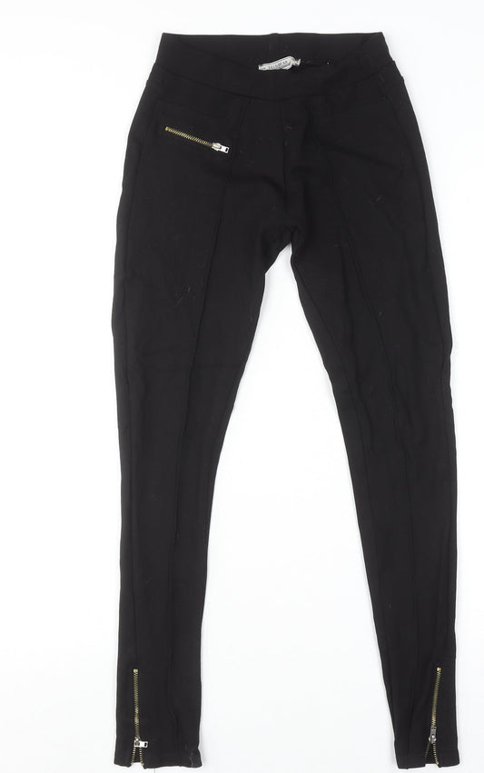 Pull & Bear Women's Black Stretch Zip Jeggings Size S